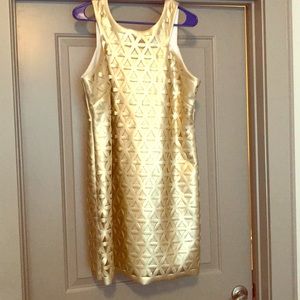 Lilly Pulitzer Gold Textured Sleeveless Shift Dress